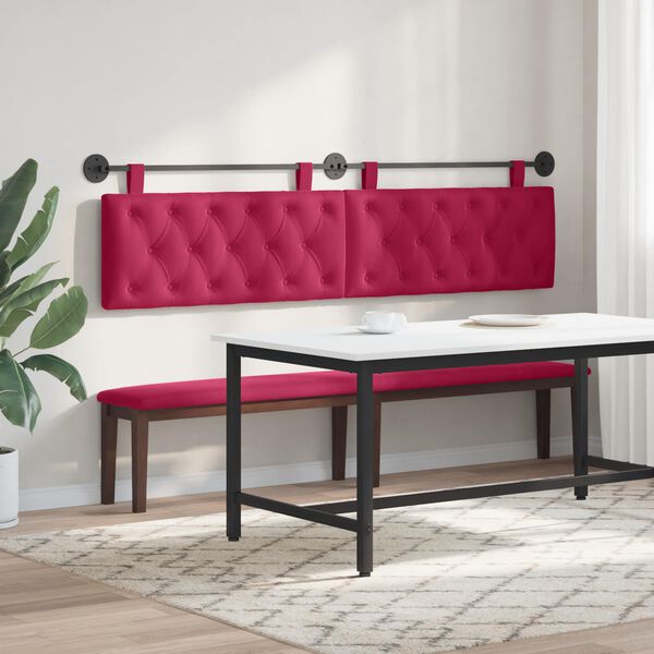vidaXL T&ecirc;te de lit suspendue Bordeaux 210 x 55 x 7 cm Velours