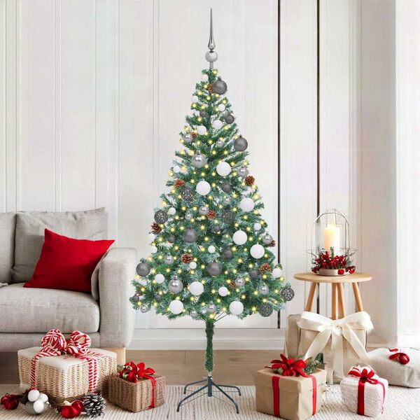 vidaXL Sapin de No&euml;l artificiel avec 300 LED Vert 180 cm PVC et Acier