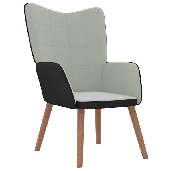 vidaXL Chaise de relaxation Gris clair Velours et PVC