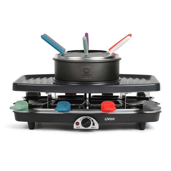 Livoo Ensemble &agrave; raclette, grill et fondue 3 en 1 8 personnes 1100 W