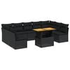 vidaXL Salon de jardin 10 pcs avec coussins noir r&eacute;sine tress&eacute;e
