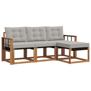 vidaXL Ensemble de canap&eacute;s d'ext&eacute;rieur 4 pcs Gris Naturel et Clair