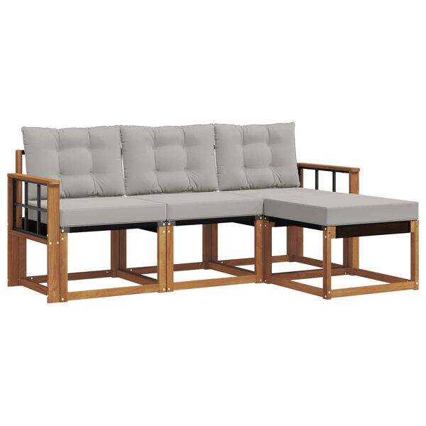 vidaXL Ensemble de canap&eacute;s d'ext&eacute;rieur 4 pcs Gris Naturel et Clair