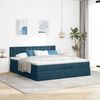 vidaXL Cadre de lit ottoman avec matelas bleu fonc&eacute; 200x200 cm velours