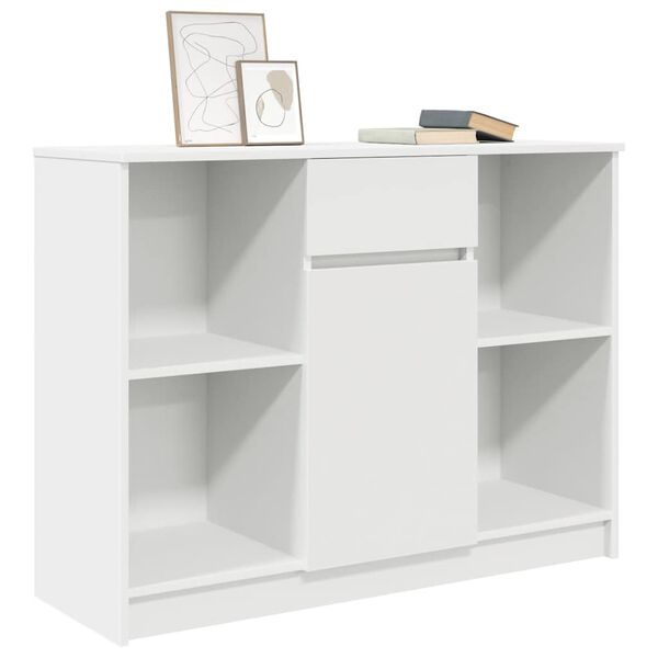 vidaXL Buffet avec tiroir blanc 101x35x76 cm bois d'ing&eacute;nierie