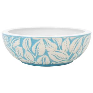 vidaXL Vasque &agrave; poser blanc et bleu rond &Phi;41x14 cm c&eacute;ramique