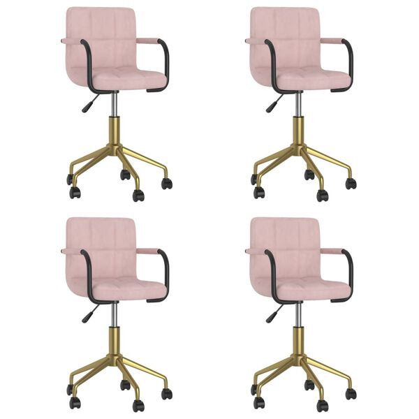 vidaXL Chaises pivotantes &agrave; manger lot de 4 rose velours
