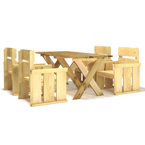 vidaXL Ensemble &agrave; manger de jardin 5 pcs Bois de pin impr&eacute;gn&eacute;
