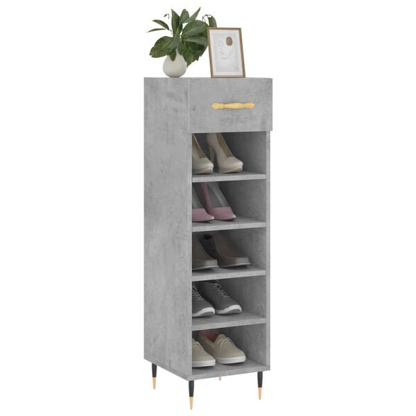 vidaXL Armoire &agrave; chaussures gris b&eacute;ton 30x35x105 cm bois d'ing&eacute;nierie