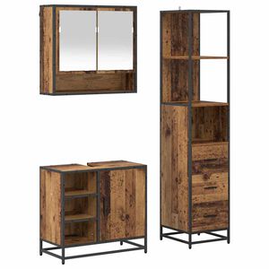 vidaXL Ensemble de mobilier de salle de bain 3 pc Bois Ancien