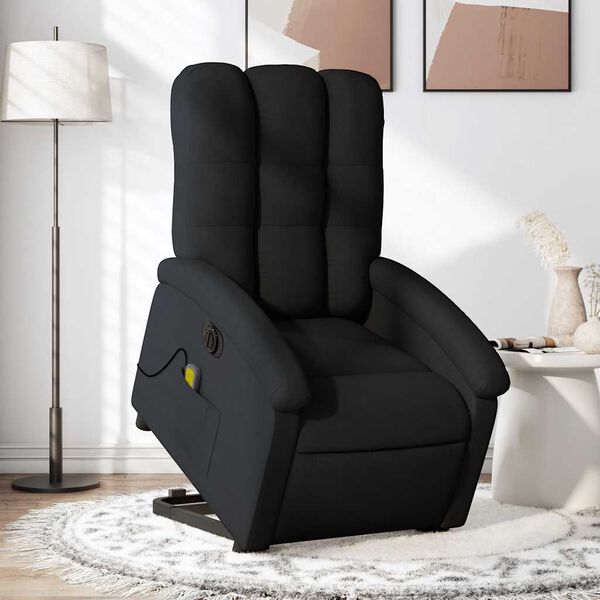 vidaXL Fauteuil inclinable de massage &eacute;lectrique Noir Tissu