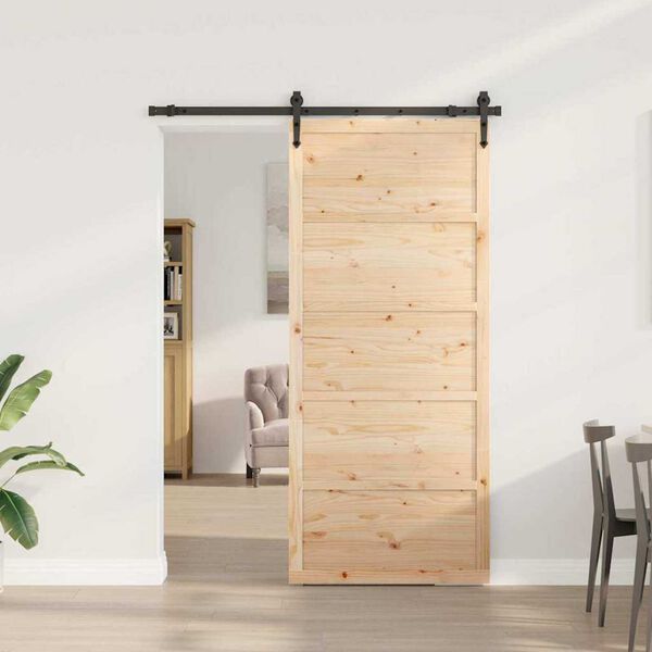 vidaXL Porte coulissante Naturel 80 x 208 cm Bois de pin massif