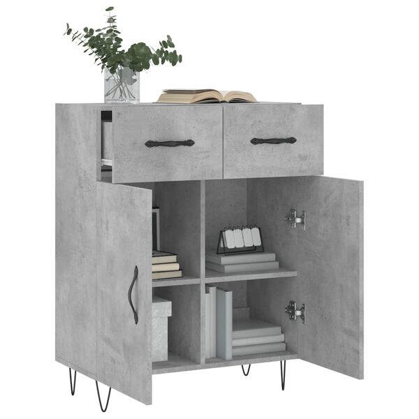 vidaXL Buffet gris b&eacute;ton 69,5x34x90 cm bois d'ing&eacute;nierie
