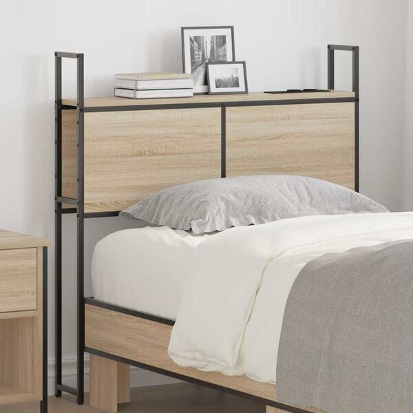 vidaXL Headboard de Rangement avec Station de Charge Ch&ecirc;ne sonoma