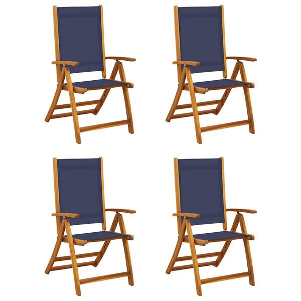 vidaXL Chaises pliables de jardin lot de 4 bois d'acacia et textil&egrave;ne