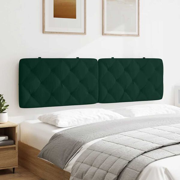 vidaXL Coussin de t&ecirc;te de lit vert fonc&eacute; 180 cm velours