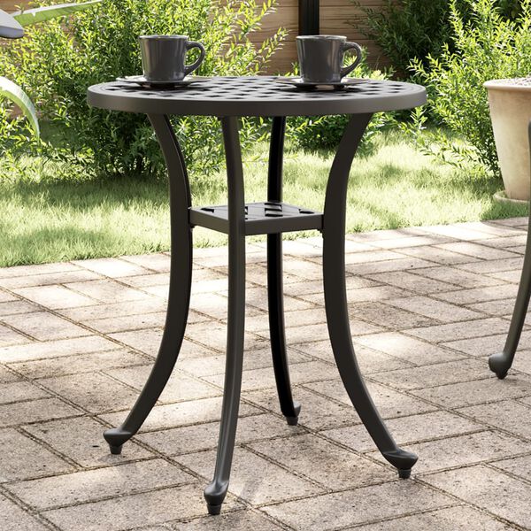 vidaXL Table de jardin noir &Oslash;48x53 cm aluminium coul&eacute;