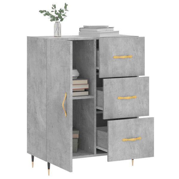 vidaXL Buffet gris b&eacute;ton 69,5x34x90 cm bois d'ing&eacute;nierie