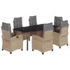 vidaXL Ensemble &agrave; manger de jardin coussins 7 pcs m&eacute;lange beige rotin