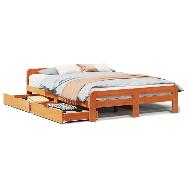 vidaXL Cadre de lit sans matelas cire marron 160x200cm bois pin massif