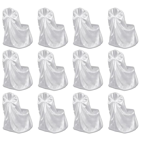 vidaXL Housses de chaise pour banquet de mariage 12 pcs Blanc