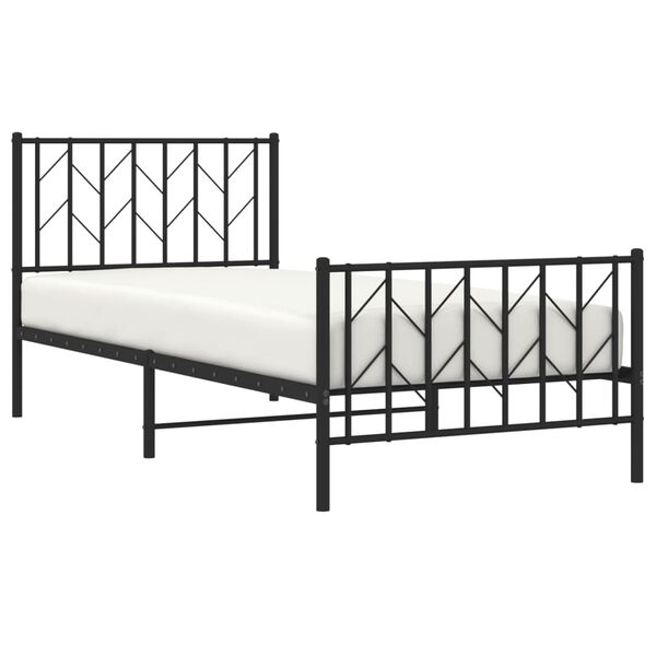 vidaXL Cadre de lit métal sans matelas avec pied de lit noir 90x190 cm