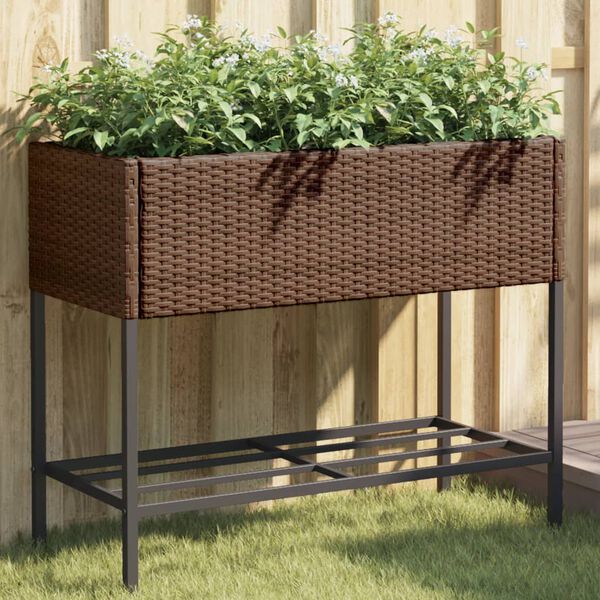 vidaXL Jardini&egrave;res avec &eacute;tag&egrave;re 2 pcs brun 90x40x75 cm r&eacute;sine tress&eacute;e