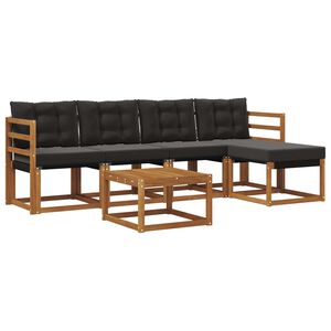 vidaXL Ensemble de canap&eacute;s d'ext&eacute;rieur 6 pcs Naturel et Noir