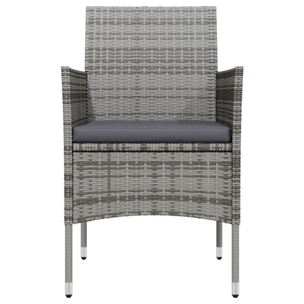 vidaXL Ensemble à manger de jardin et coussins 3 pcs Gris et noir