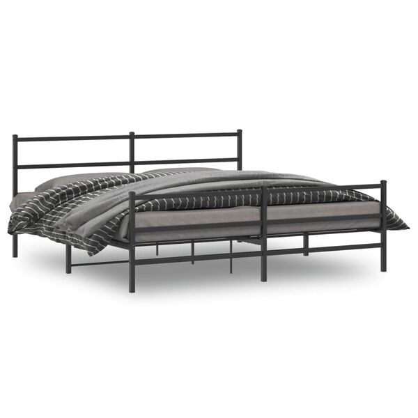 vidaXL Cadre de lit métal sans matelas avec pied de lit noir 193x203cm