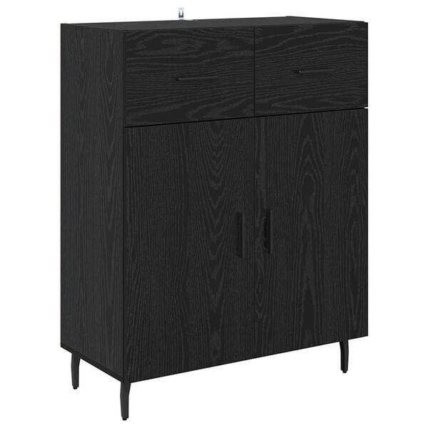 vidaXL Buffet Ch&ecirc;ne noir 69,5 x 34 x 90 cm Bois d'ing&eacute;nierie
