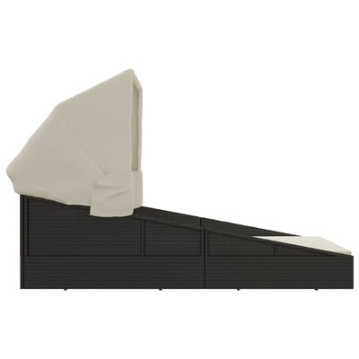 vidaXL Transat avec toit pliable noir 200x114x128 cm résine tressée
