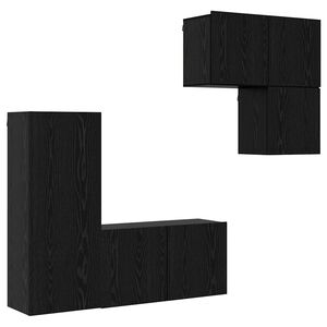 vidaXL Meuble TV Montage mural 4 pcs Ch&ecirc;ne noir Bois d'ing&eacute;nierie