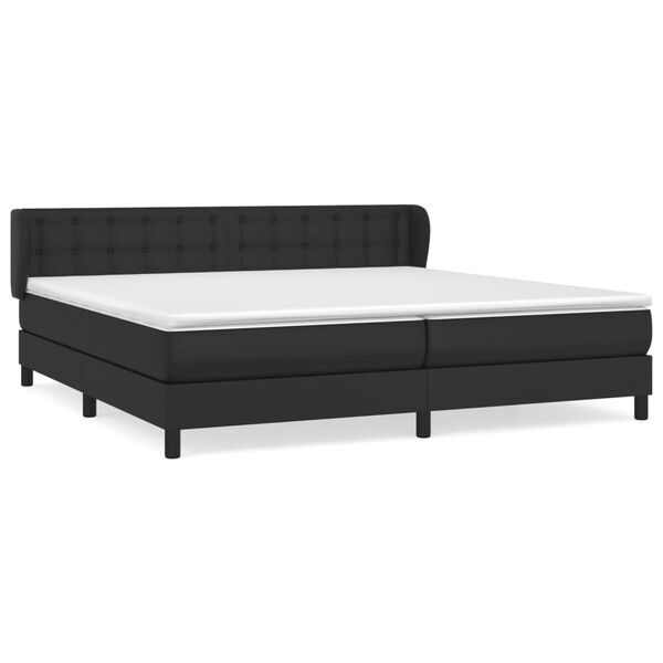 vidaXL Sommier &agrave; lattes de lit avec matelas Noir 200x200 cm Similicuir