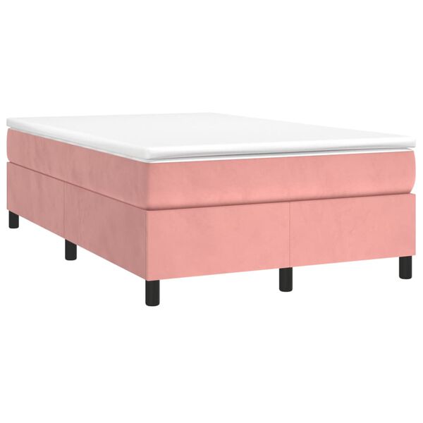vidaXL Sommier &agrave; lattes de lit avec matelas rose 120x190 cm velours