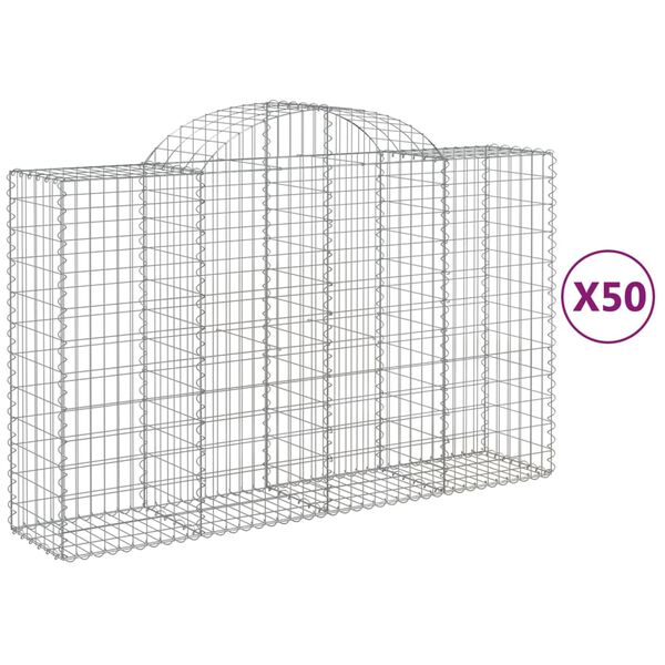 vidaXL Paniers à gabions arqués 50 pcs 200x50x120/140 cm Fer galvanisé