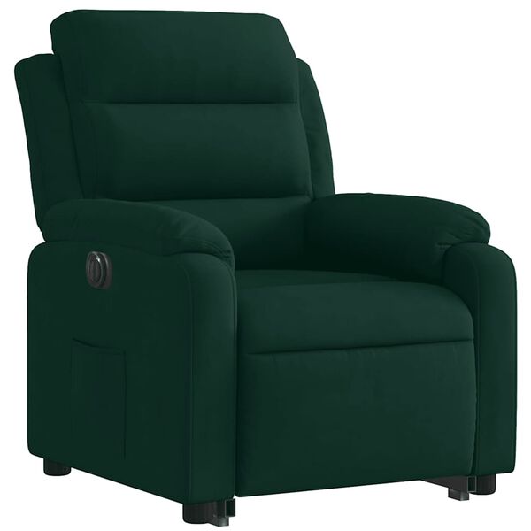 vidaXL Fauteuil inclinable &eacute;lectrique vert fonc&eacute; velours