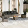 vidaXL Salon de jardin avec coussins 7 pcs gris r&eacute;sine tress&eacute;e