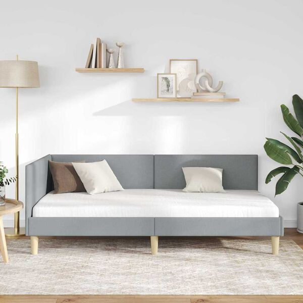 vidaXL Cadre de lit d'angle Gris clair 100 cm x 200 cm Velours