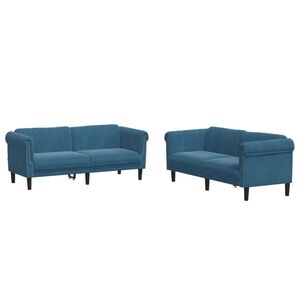 vidaXL Ensemble de canapés 2 pcs bleu velours