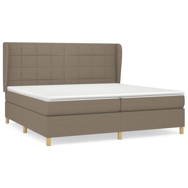 vidaXL Sommier &agrave; lattes de lit avec matelas Taupe 200x200 cm Tissu