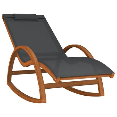 vidaXL Chaise à bascule textilène gris et bois de peuplier massif