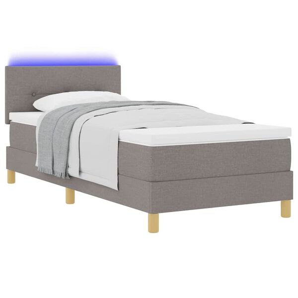 vidaXL Lit &agrave; ressort LED avec matelas Taupe 100 x 200 cm tissu