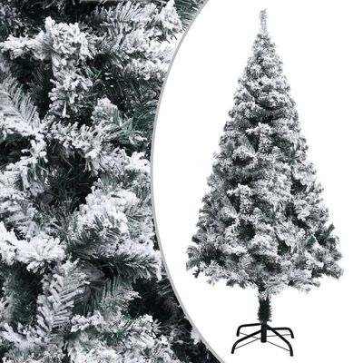 vidaXL Sapin de Noël artificiel pré-éclairé et flocons de neige vert