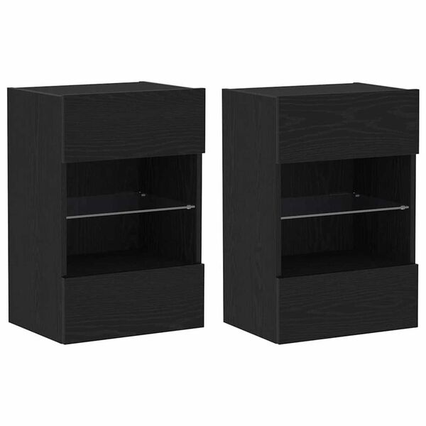vidaXL Meuble TV 2 pcs Noir 40 x 30 x 60,5 cm Bois d'ingénierie