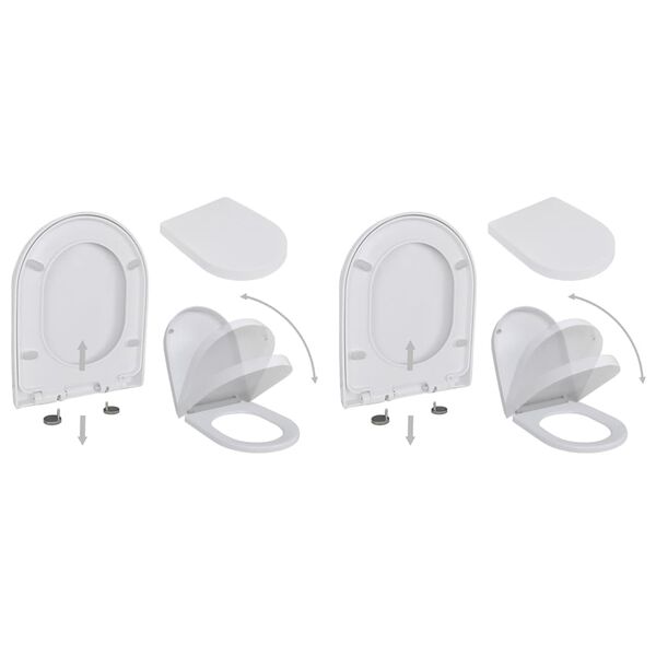 vidaXL Abattant WC avec frein de chute 2 pcs Plastique Blanc
