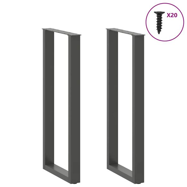 vidaXL Pieds de table de bar en U 2 pi&egrave;ces Anthracite 40 x (110-111) cm Acier