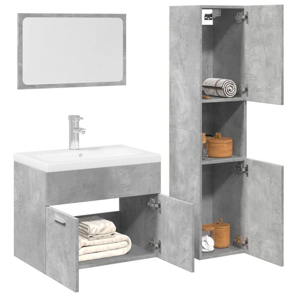 vidaXL Ensemble de meubles de salle de bain 3 pcs gris b&eacute;ton
