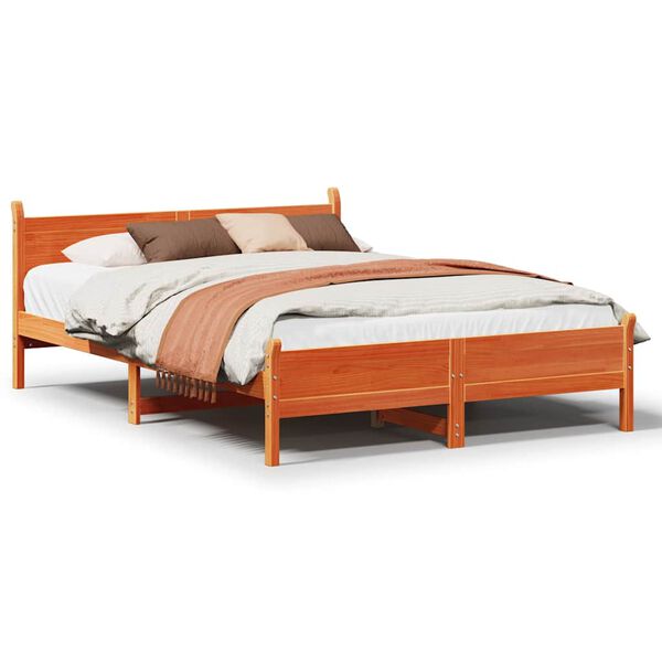 vidaXL Cadre de lit sans matelas cire marron 140x190cm bois pin massif