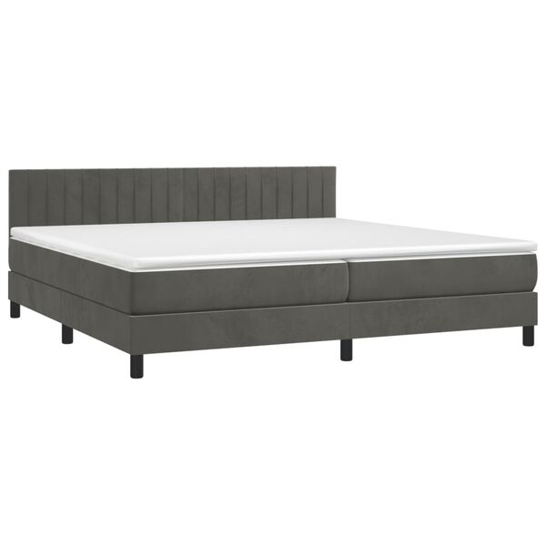 vidaXL Sommier &agrave; lattes de lit et matelas Gris fonc&eacute; 200x200cm Velours